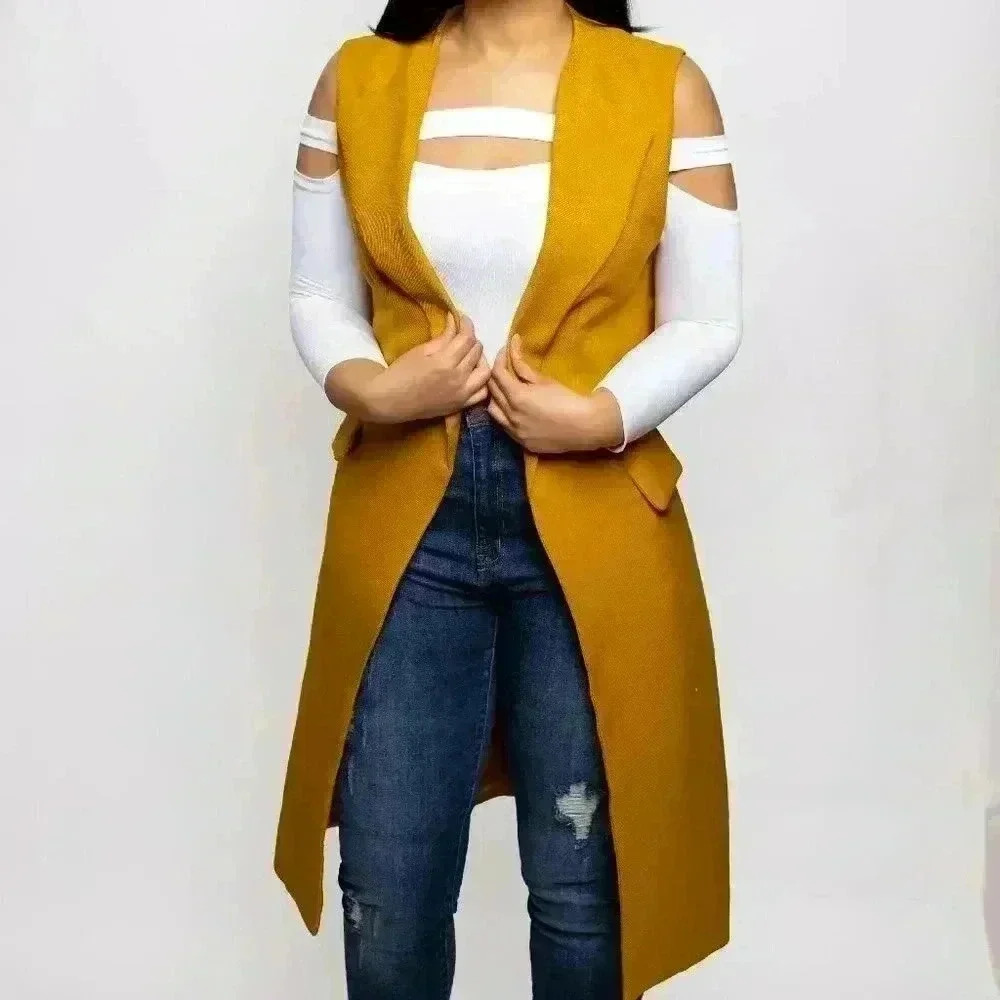 Why So Serious Midi Sleeveless Blazer
